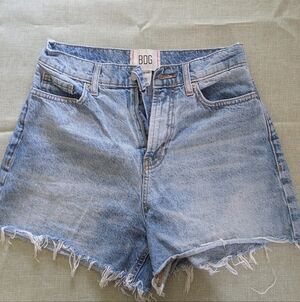 BDG Blue Jean Shorts High-Waisted Frayed Hem